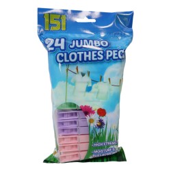 151 Plastic Clothes Pegs Jumbo Size 24 Pack